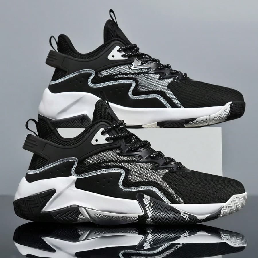 Chaussures de basketball tendance pour hommes, baskets confortable, respirantes, antidérapantes avec absorption des chocs et système de laçage